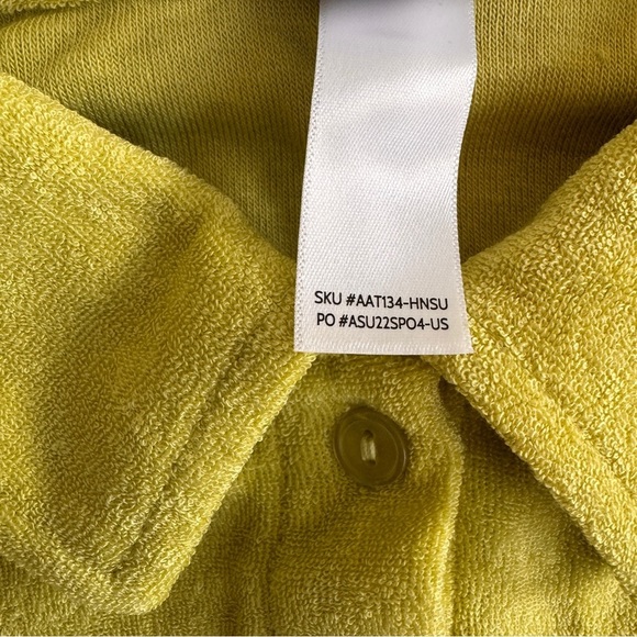 Andie Swim Cropped Button Up Yellow Terry Short Sleeve Collar Women Size S - Picture 14 of 14